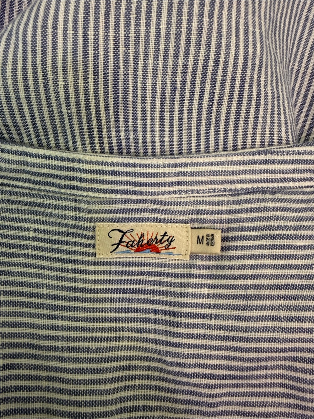 Faherty 100% Linen Sleeveless Blue-Striped Cotton Tunic Dress Size Medium - Picture 7 of 10
